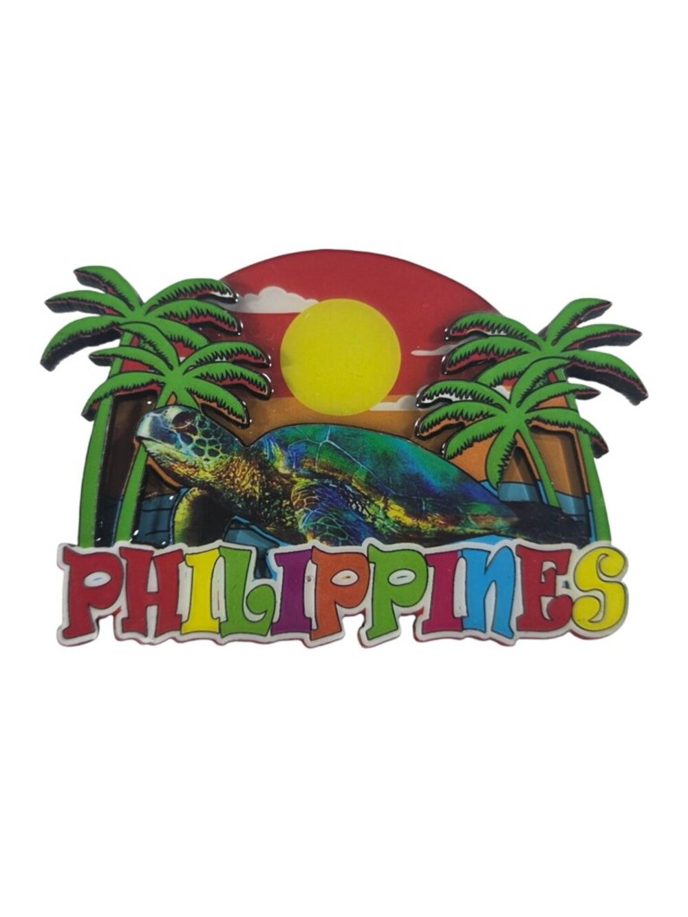 Philippines Souvenir Magnet Colorful Sea Turtle Palm Tree Vibrant Travel
